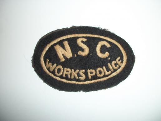 WARTIME N.S.C WORKS POLICE CLOTH BADGE