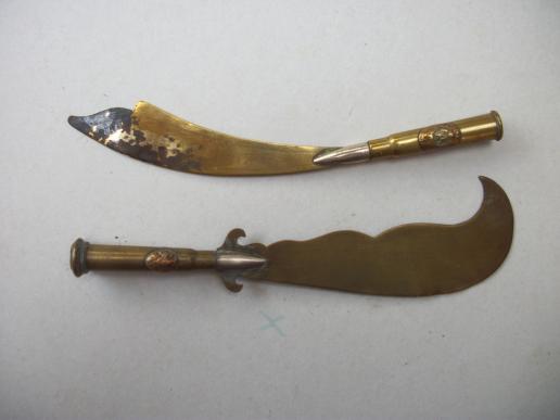 PAIR OF WW1 TRENCH ART PAPER KNIVES 