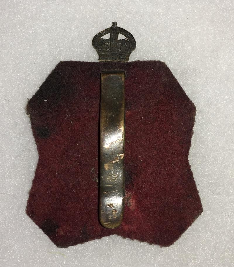 WWI KRRC CAP BADGE WITH RED BACKING
