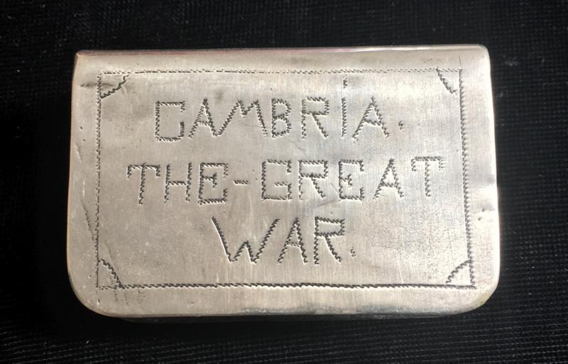 WW1 NAMED TRENCH ART MATCHBOX COVER