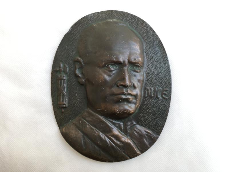 BRONZED MUSSOLINI WALL PLAQUE