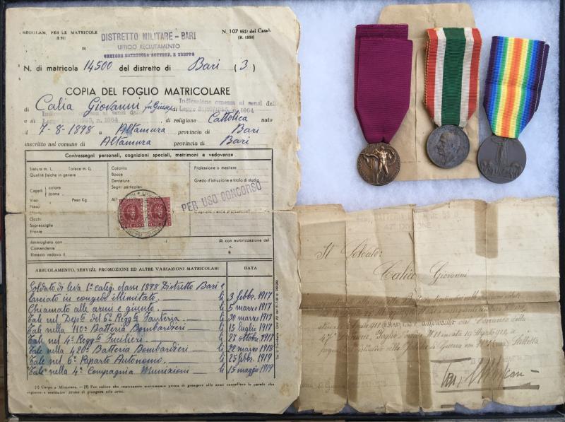 WW1 ITALAN MEDAL & DOCUMENT GROUP.