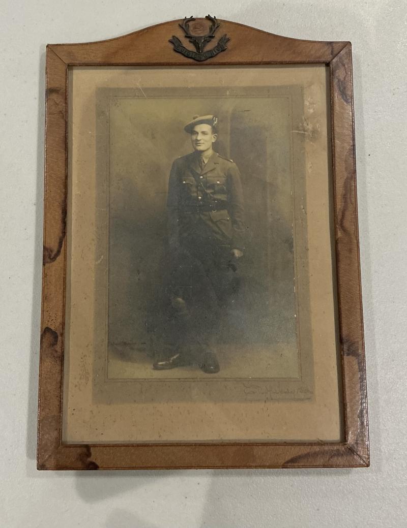 WWI SEAFORTH HIGHLANDERS OFFICERS PHOTO FRAME & PASS