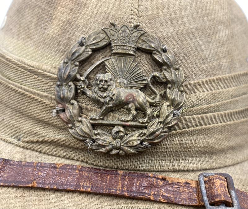 VERY UNUSUAL IRANIAN BADGED PITH HELMET