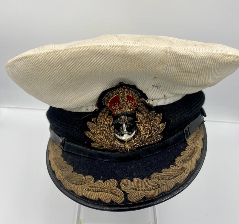NAMED WW2 ROYAL NAVAL OFFICERS CAP