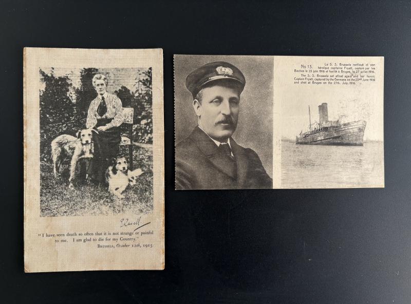 2 x WWI POSTCARDS EDITH CAVELL & CAPTAIN FRYATT